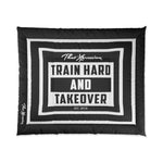 Train Hard And Takeover Affirmation Sports Gym Fitness Black(CF7) Comforter