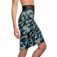 ThatXpression Fashion Green Gray Black Camouflaged Women's Pencil Skirt 1YZF2