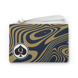 Queen Of Spades Collection Gold Navy Clutch Bag