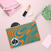 Queen Of Spades Collection Orange Teal Clutch Bag