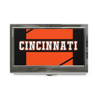 Cincinnati Black Orange Polished Business Card Holder