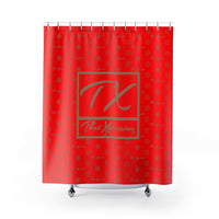 ThatXpression Fashion Red and Tan Designer Bathroom Curtains