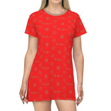 ThatXpression Fashion's Elegance Collection Red and Tan T-Shirt Dress