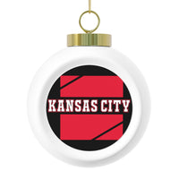 Kansas City Festive Christmas Ball Ornament With Ribbon