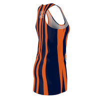 ThatXpression Fashion Navy Orange Enlarged Chicago Print Racerback Dress