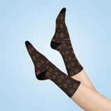 ThatXpression Fashion's Elegance Collection Brown and Tan Crew Socks