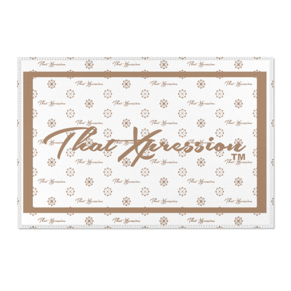 ThatXpression Fashion Script Designer White and Tan Area Rugs