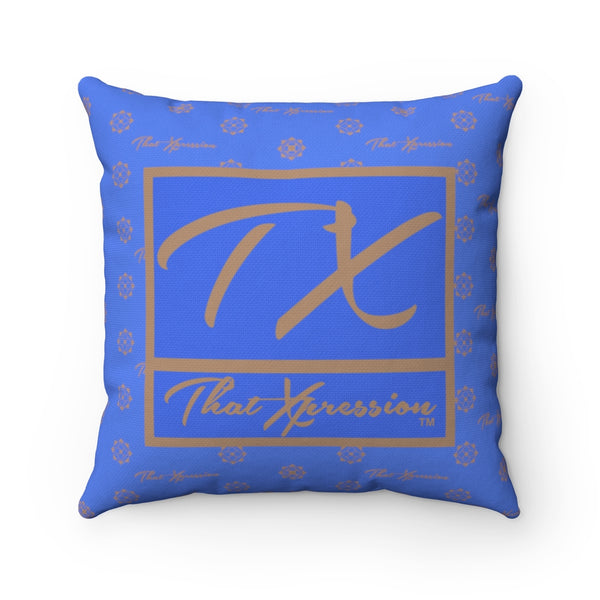 ThatXpression Fashion TX Royal and Tan Designer Square Pillow Case