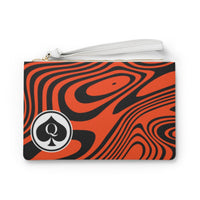 Queen Of Spades Collection Black Orange Swirl Clutch Bag