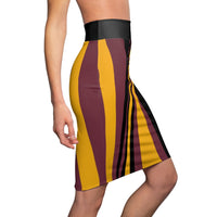 ThatXpression Fashion Maroon Black Striped Themed Women's Pencil Skirt 1YZF2