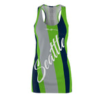 ThatXpression Fashion Green Navy Enlarged Seattle Print Racerback Dress