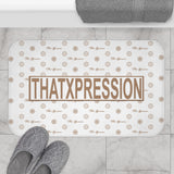 ThatXpression Fashion White and Tan Center Brand Bathroom Bath Mat