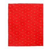 ThatXpression Fashion Designer Red and Tan Velveteen Plush Blanket