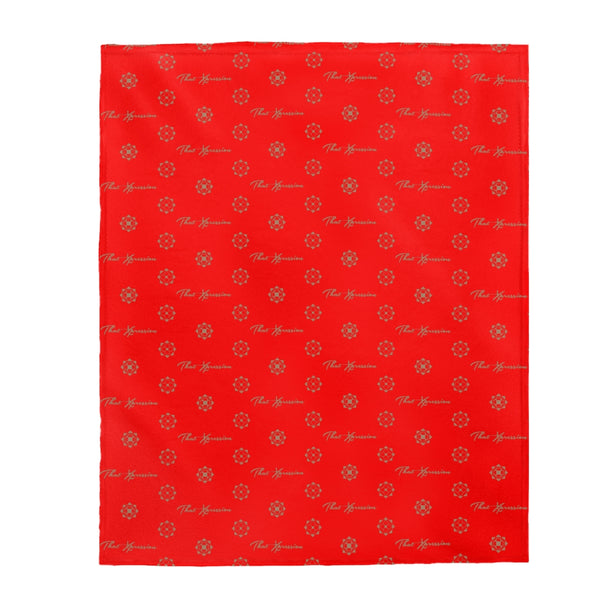 ThatXpression Fashion Designer Red and Tan Velveteen Plush Blanket