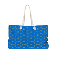 ThatXpression Fashion's Elegance Collection Blue and Gold Designer Weekender Bag