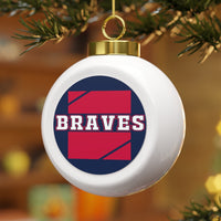 Braves Red Blue Festive Christmas Ball Ornament With Ribbon