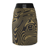 ThatXpression Fashion Swirl Black Gold Women's Pencil Skirt 7X41K