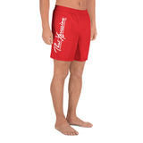 ThatXpression Red Athletic Long Gym Workout Shorts Swim Trunks