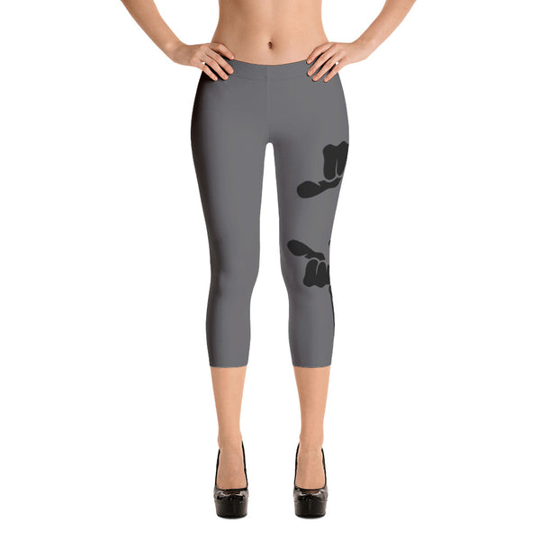 Women's Gym Fit or Casual Capri Leggings Grey/Black by ThatXpression - ThatXpression