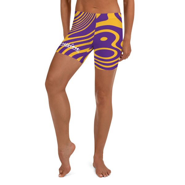 ThatXpression Fashion Fitness Los Angeles Theme Purple and Gold Shorts