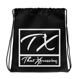 ThatXpression Fashion Fitness TX Active Gym Fit Black & White Drawstring bag