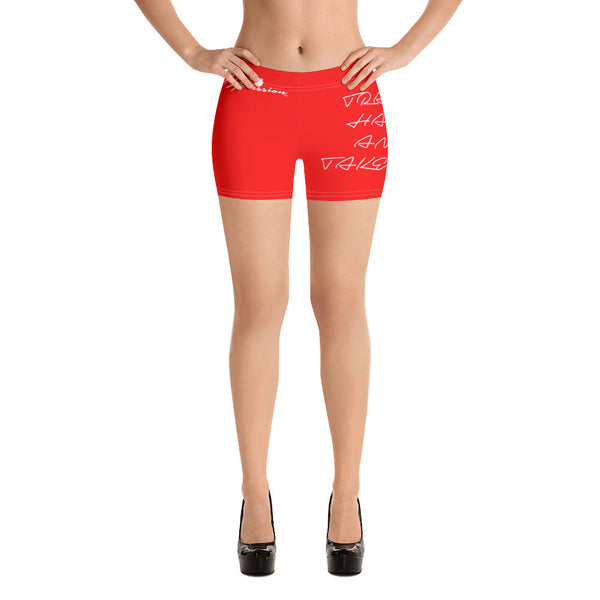ThatXpression Fashion Fitness Train Hard And Takeover Red w/White Gym Workout Shorts