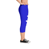 Women's Gym Fit or Casual Capri Leggings Blue/White by ThatXpression - ThatXpression