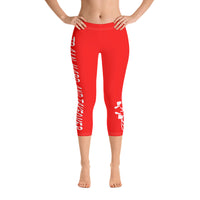 ThatXpression Fashion Fitness Train Hard And Takeover Red / White Gym Workout Capri Leggings