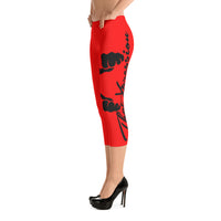 Women's Gym Fit or Casual Capri Leggings Red/Black by ThatXpression