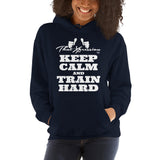 Keep Calm And Train Hard Gym Workout  Unisex Fitness Casual Hoodie