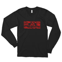 Sporty Gym Casual Long Sleeve Black Red Camouflage Scheme Logo T-Shirt by ThatXpression - ThatXpression