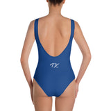 ThatXpression Fitness Inverted Blue And White One-Piece Swimsuit