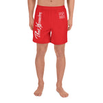 ThatXpression Red Athletic Long Gym Workout Shorts Swim Trunks