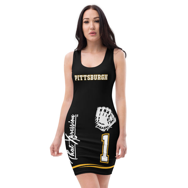 ThatXpression Fashion Baseball Fan Pittsburgh Themed Fitted Dress