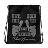 ThatXpression Fashion Fitness Train Hard And Takeover Black Gym Workout Drawstring bag