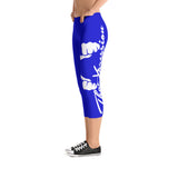Women's Gym Fit or Casual Capri Leggings Blue/White by ThatXpression