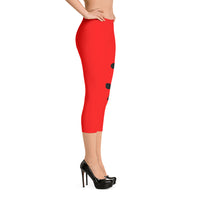 Women's Gym Fit or Casual Capri Leggings Red/Black by ThatXpression - ThatXpression