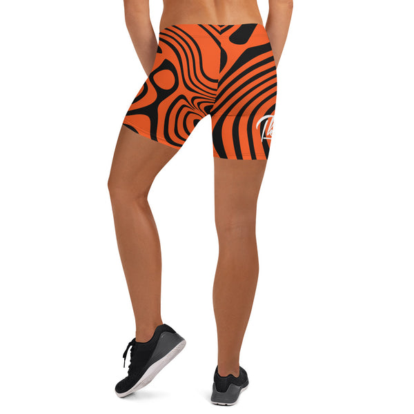 ThatXpression Fashion Fitness Cincinnati Themed Orange Black Swirl Shorts