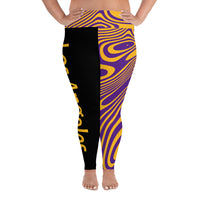 Los Angeles Themed Purple Swirl Yoga Plus Size Leggings