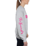 Gym Workout Unisex Grey Sweatshirt Pink Badge Logo by ThatXpression