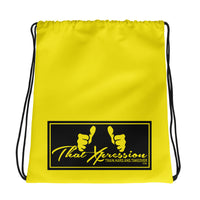 ThatXpression Fashion Fitness Train Hard And Takeover Yellow Gym Workout Drawstring bag