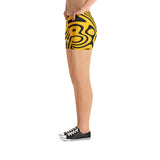 ThatXpression Fashion Black and Yellow Swirl Fitness Shorts