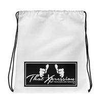 ThatXpression Fashion Fitness Train Hard And Takeover White Gym Workout Drawstring bag