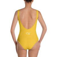 ThatXpression Fashion Fitness Yellow And White One-Piece Swimsuit