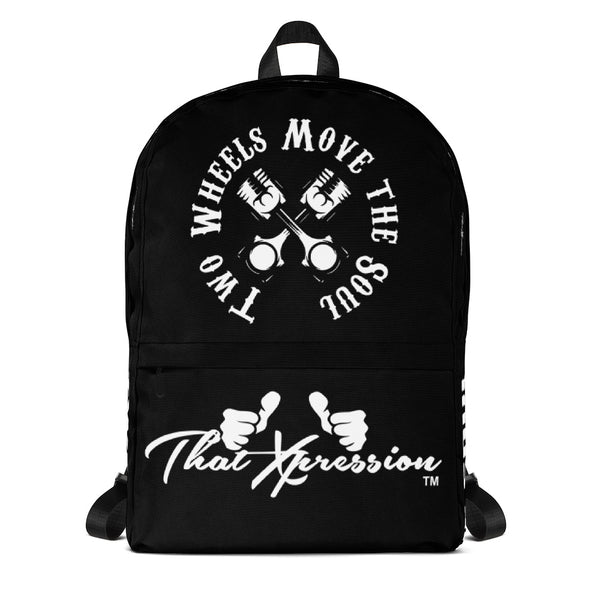 ThatXpression Fashion Fitness Two Wheels Move The Soul Themed Motorcycle Biker Backpack