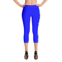 ThatXpression Fashion Fitness Train Hard And Takeover Blue / White Gym Workout Capri Leggings