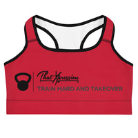 ThatXpression Fashion Gym Fitness Barbells Takeover Red Gym Workout Sports Bra