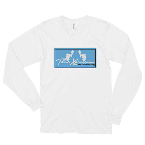 Throwback Retro Long Sleeve Carolina Blue Logo T-Shirt by ThatXpression
