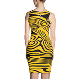 ThatXpression Fashion Fitness Pittsburgh Theme Black and Yellow Swirl Fitted Dress