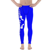 Men's Blue Gym Cross Fitness Weight Training White Logo Leggings by ThatXpression